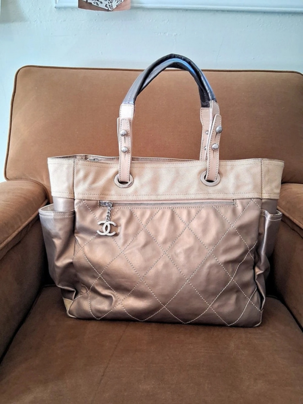 Chanel XL Gold Biarritz Tote Bag